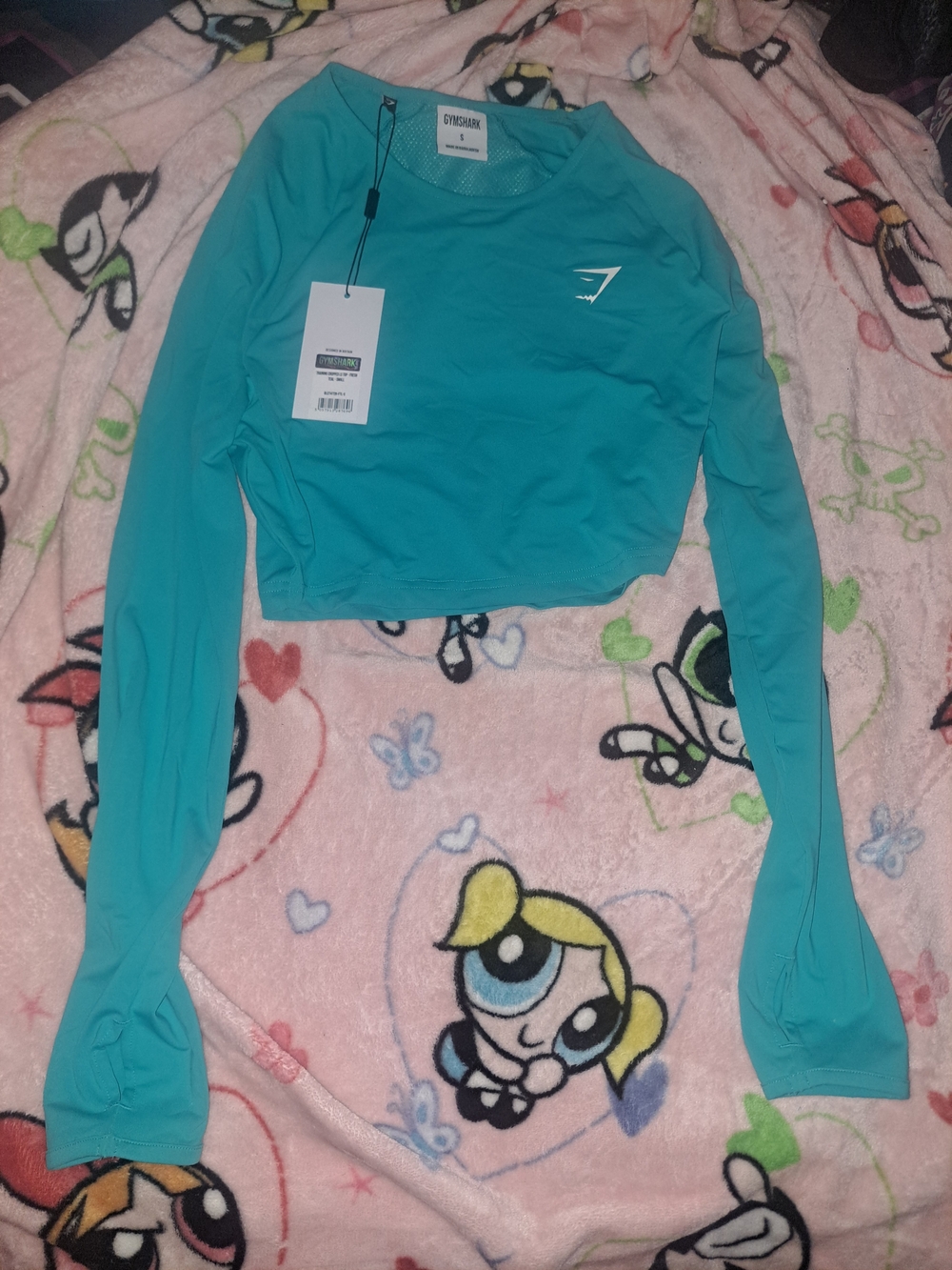 Gymshark Women's Training Teal Long Sleeve Crop Top